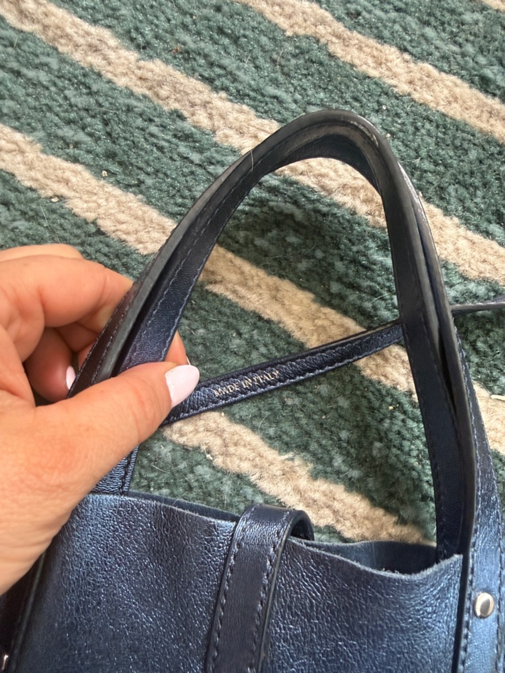 Tiffany & Co. Navy Blue Leather Tote with Wristlet - Picture 8 of 9
